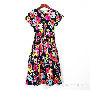 Women Short Sleeve Printing Dress